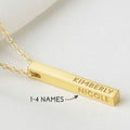 Personalised Mother Bar Necklace with Kids Names – 4 Side Engraving
