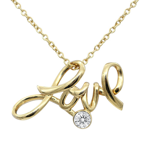 Gold Love Necklace with Crystal Pendant – 24K Gold Plated