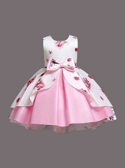 Girl's Satin Floral Printed Frock – Ages 5–6