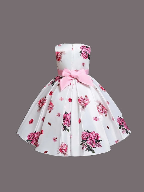 Girl's Satin Floral Printed Frock – Ages 5–6