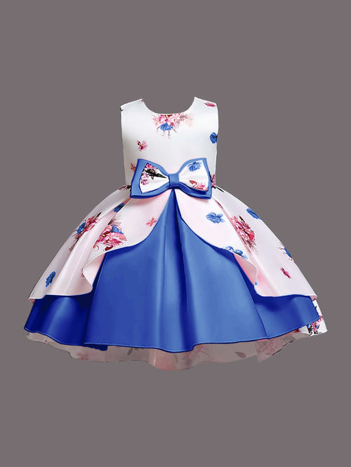 Girl's Satin Floral Printed Frock – Ages 5–6