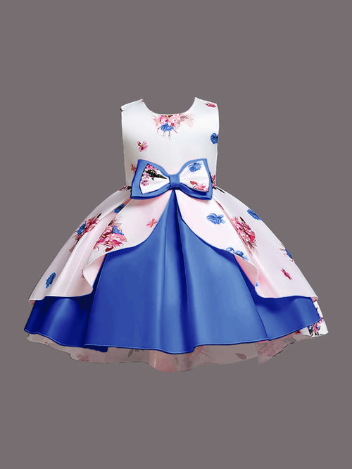 Girl's Satin Floral Printed Frock – Ages 5–6