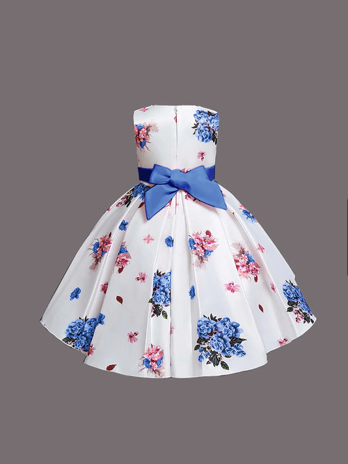 Girl's Satin Floral Printed Frock – Ages 5–6