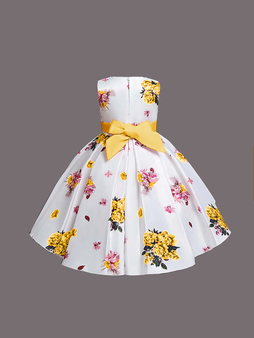 Girl's Satin Floral Printed Frock – Ages 3–4