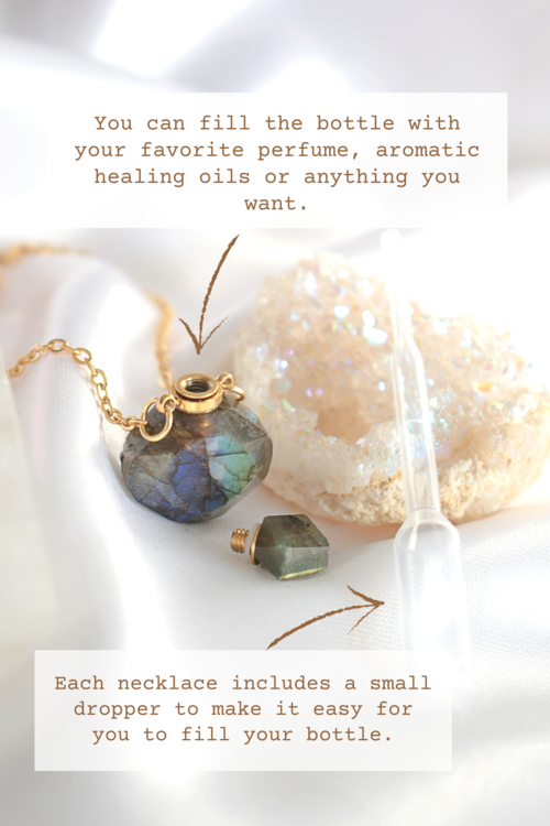 Natural Crystal Bottle Necklace – 24K Gold Plated