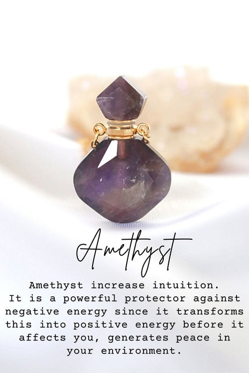 Natural Crystal Bottle Necklace – 24K Gold Plated