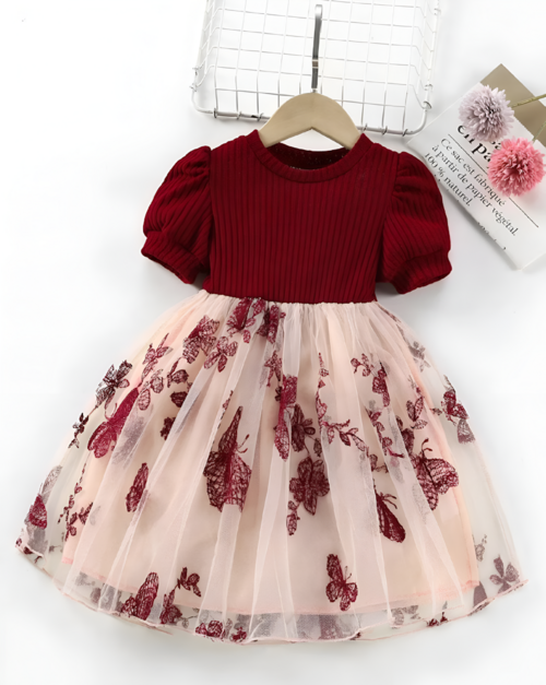 Beautiful Butterfly Carved Fit & Flare Dress for Girls