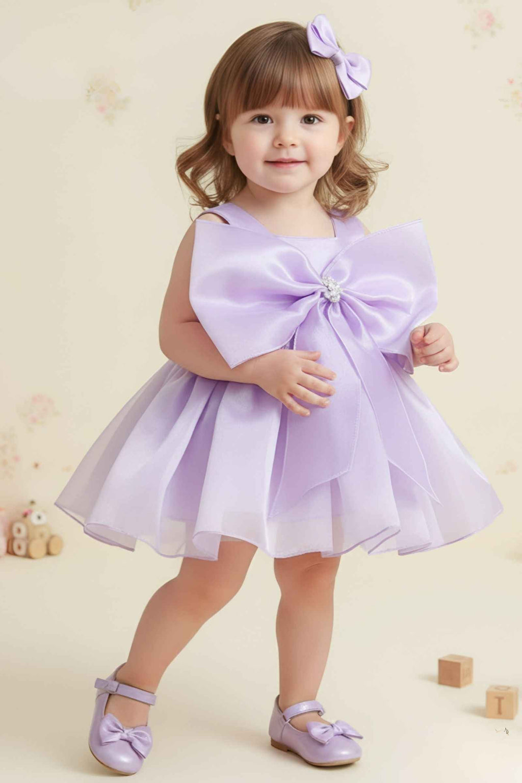 Nanha Swag Bow Designer Baby Dress – Princess Party Wear