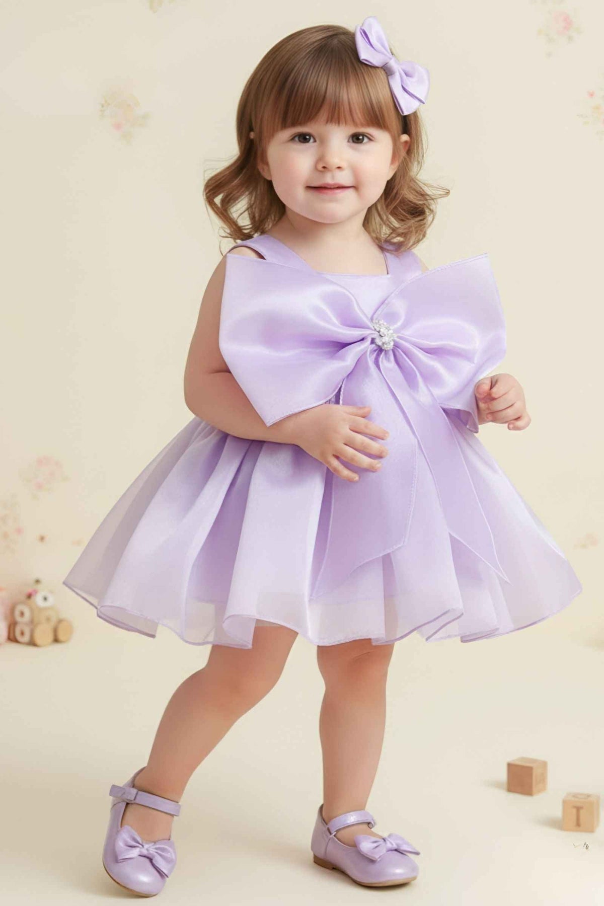 Nanha Swag Bow Designer Baby Dress – Princess Party Wear